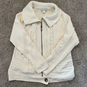 Christopher & Banks Cream Zip Up Cardigan